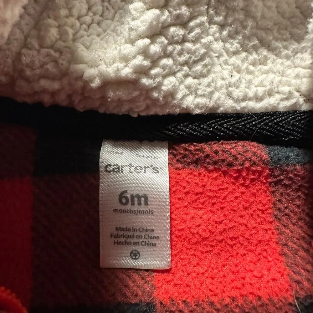 Carters - Boys Red/Black Flannel Jacket - 6 Months